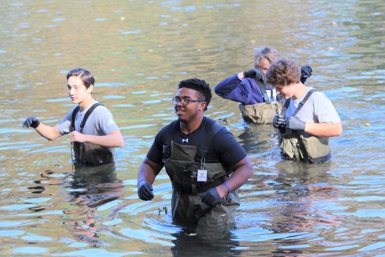 Students Get Waist Deep in Water Quality Testing Schuylkill River
